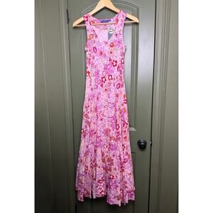 NWT Ro's Garden Cairo Floral Resort Boho Sleeveless Maxi Dress Pink Palermo XS